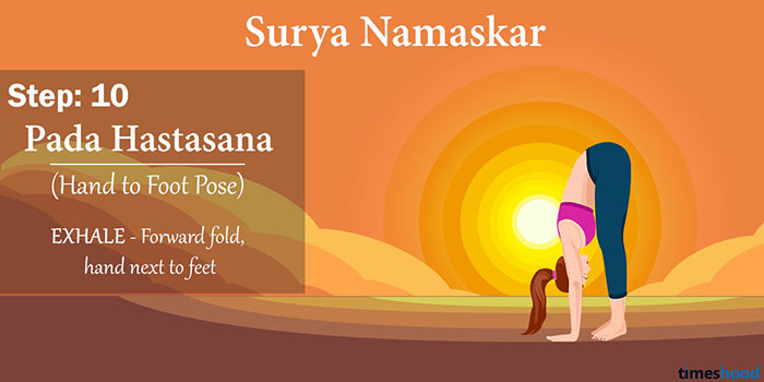Pada Hastasana (Hand To Foot Pose) - Surya Namaskar Step 10 - Yoga for for weight loss