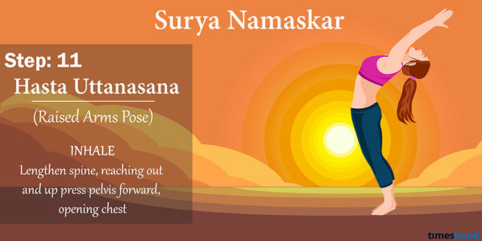 Hasta Uttanasana (The Raised Arms Pose) - Surya Namaskar Step 11, Yoga for weight loss