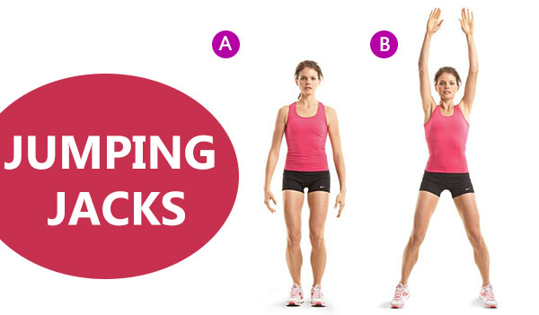 jumping jacks exercise. 10 weight loss evening workout. Fat Burning Workout