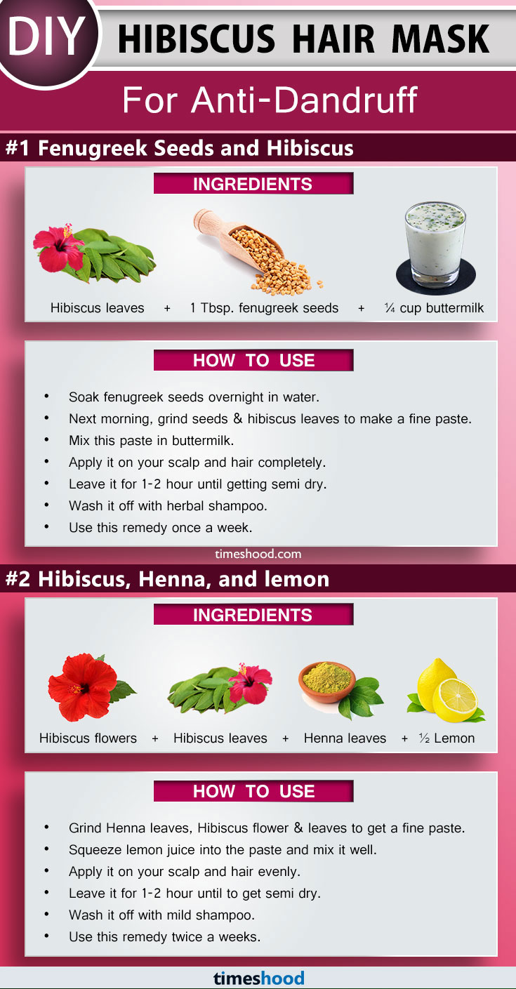 Hibiscus Hair Mask for Anti-Dandruff. How to get rid of dandruff with Fenugreek seeds and Hibiscus Hair Mask. DIY Hibiscus hair mask for hair growth. Remedy to cure Dandruff fast naturally. How to use Henna to color hair. Tips to color hair at home. DIY Remedy to prevent grey hair. | Timeshood.com