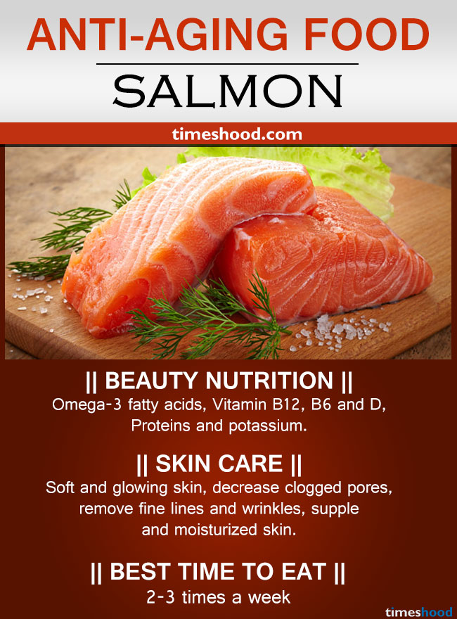 Salmon: Fish oil for anti-aging. Best anti-aging food for younger looking skin. Best anti-aging diet and essential oils. 