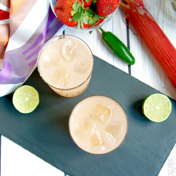 Spicy Strawberry Rhubarb Margaritas. Find 50 more summer cocktails for party and fun. Best summer cocktail and drinks recipes. 