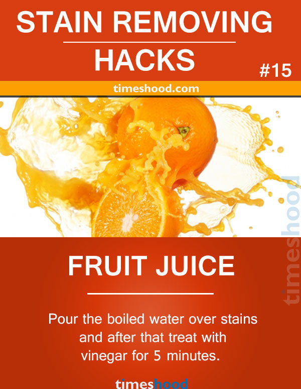 Summer has come and you will need to know these 15 easy trick to remove fruits juice stain from your cloths. Best cleansing hacks for cloths you can try at home. Find 15 types of stain and how you can remove them easily without fading color and shine of fabrics. Best stain removing hacks for home. 
