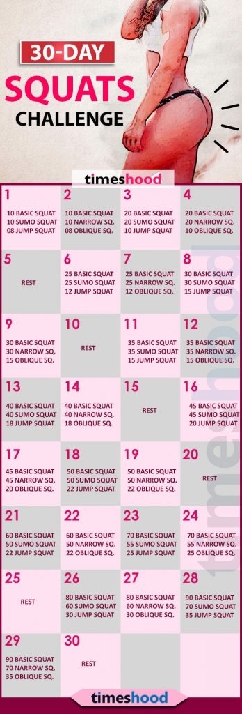 30-Day Squat Challenge: Sexy Butt & Slim Legs Plan - TIMESHOOD