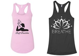 Cool yoga T-shirt for women. Woman's yoga tank top.