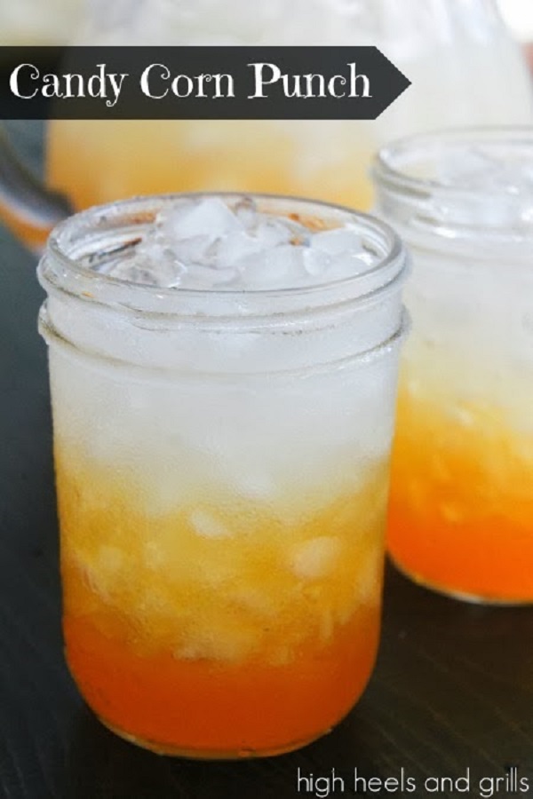 Candy Corn Punch. Funny Halloween Drinks ideas for Kids. Happy Halloween!