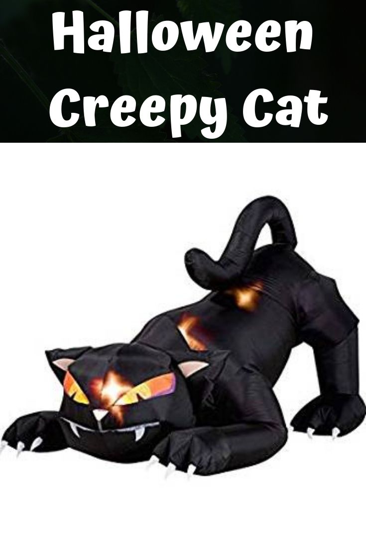 Beautiful demon yard cat for your Halloween decorations. This great inflated and head rotating lightening cat is spooky and scary for your lawn decorations. Find 17 more Halloween decoration ideas.
