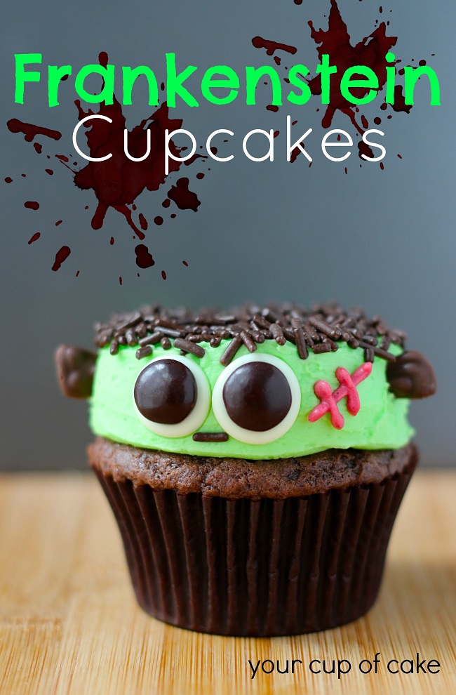Cuties Frankenstein Cupcakes! Easy, fun, and spooky Halloween cupcakes. Spooky Halloween Recipes ideas.
