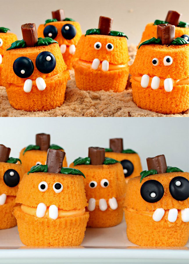 Pumpkin Patch Cupcake Poppers. Easy, fun, and spooky Halloween cupcakes. Amazing Cupcake Recipes Ideas for Halloween.