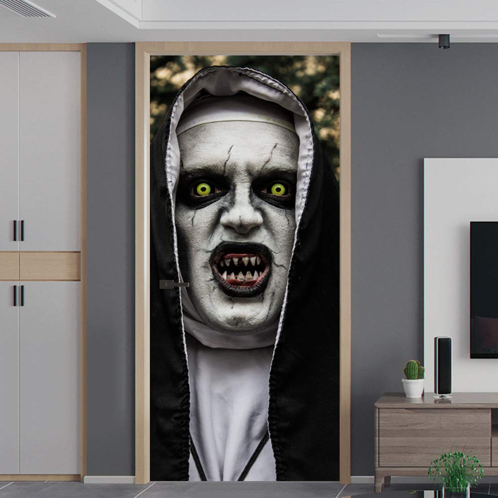 This scary ghost decoration must be a HUGE HIT for your Halloween party. This impressive Halloween door cover decoration you can also use as refrigerator door cover for Halloween decoration.